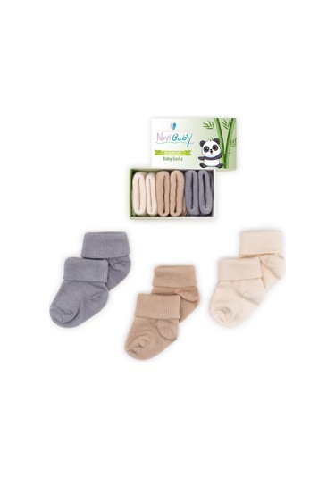 Novibaby 3'lü Bambu Yenidoğan Bebek Çorabı I Uncle I 0-6 ay "Karışık Renkli"