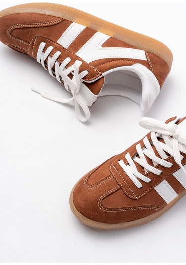 M-1004 Taba Süet Bağcıklı Termo Taban Günlük Kadın Spor Taba