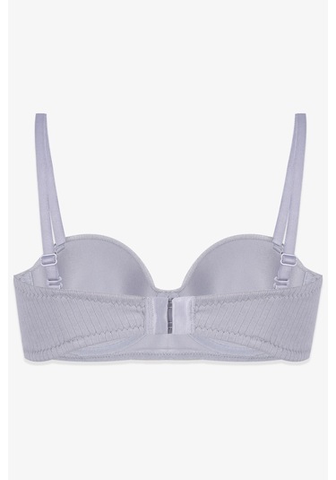 Kadın Dolgusuz Pamuklu Fitilli Straplez Sütyen Kül Melanj