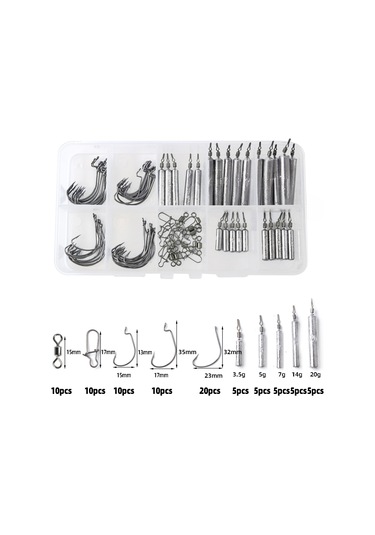 Moveevo 85 Parça Liyak Lead Seti: Dayanıklı Yumuşak Yem, Engellere Takılmaz Kanca Ve Çeşitli Balık Avı Erişimi - T0187