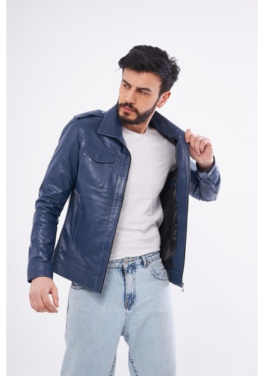 Derinss Der276 Hakiki Deri Erkek Mavi Mont 001