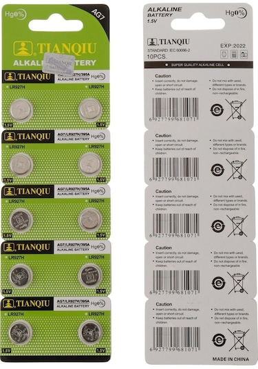 Tianqiu AG7 LR927H/395A 1.5V Alkalin Düğme Pil 10'lu