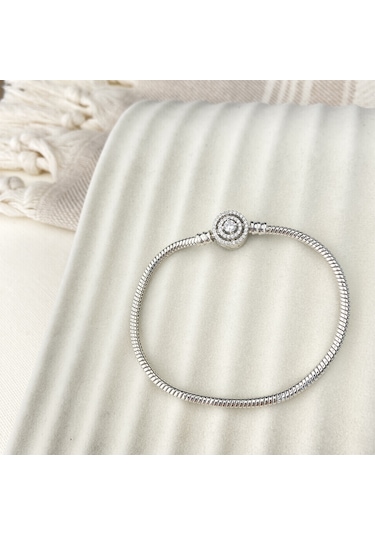 Charm Bileklik Tektaş Model 316 L Paslanmaz Çelik Gümüş