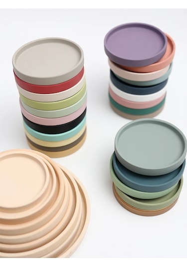 G-seramik Dairesel Saksı Drenaj Tepsisi Nordic Dekoratif Düz Pişmiş Taban Kalınlaştırılmış Ped