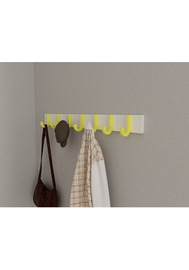 Hepsi3boyutlu Modern Duvar & Kapı Baston Askılık - 7 Adet Sarı J Askılık - Model No : 6 Sarı