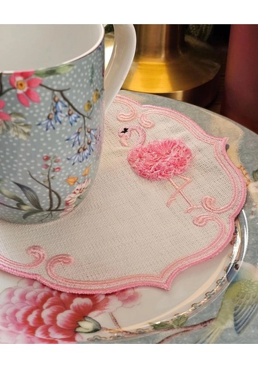 Agbtrend Pembe Flamingo Figürlü Nakışlı Sunum Kokteyl Peçetesi Pembe