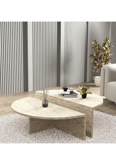 Venüs Orta Sehpa Traverten Mermer Desen