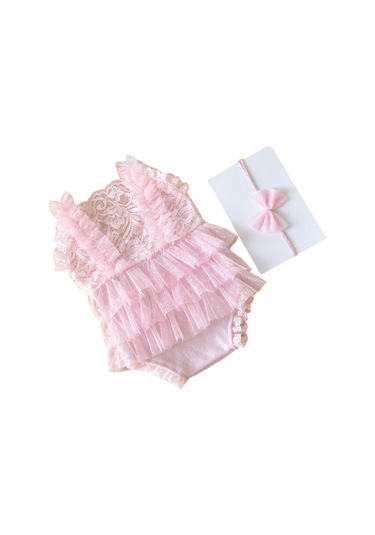 Bebek Fotoğraf Giysileri Dantel Romper Bowknot Saç Bandı Kıyafet Doğum Fotoğrafçılık Props Kostüm Giyim Bebek Tedarik Beyaz