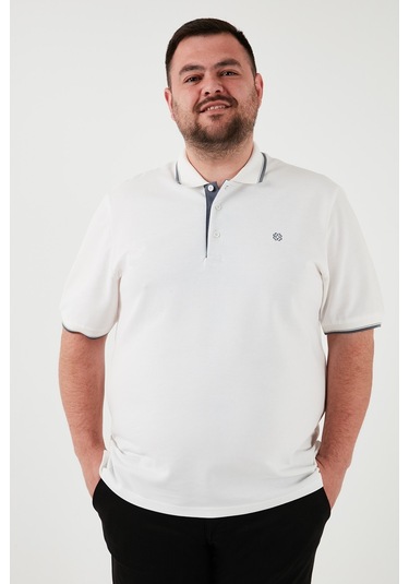 Buratti Büyük Beden Pamuklu Regular Fit Erkek Polo Yaka T Shirt 5902118B Beyaz
