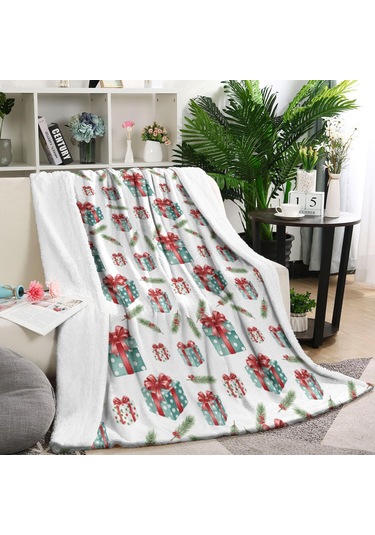 Noel Desenli 60x80 İnç Polar Battaniye, Yumuşak, Hafif Ve Kalın, Erkek, Kadın Ve Çocuk İçin Noel Hediye Çam Ağacı