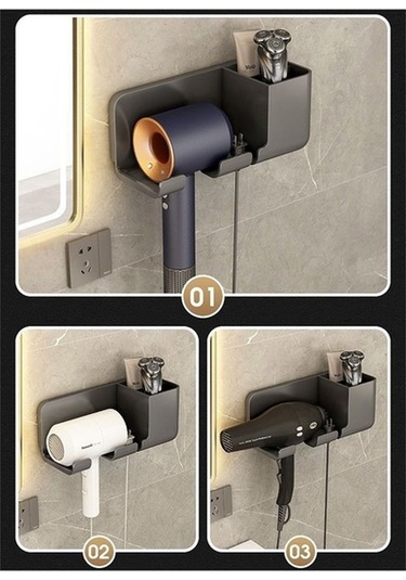 Wondernest Saç Kurutma Rafı, Duvara Monte Makinesi Lichen Kurutucu Siyah