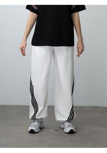 Kız Çocuk Future Baskılı Çizgili Oversize Eşofman Takım-15537 Siyah