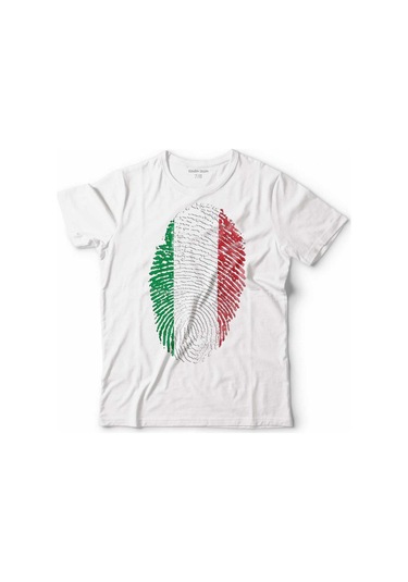 Italıan Flag İtalya Bayrağı Logo Parmak İzi Çocuk Tişört 001