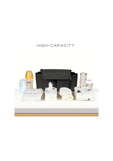 Jialan Arabası Organizatör Çanta Mumya Büyük Kapasiteli Seyahat Siyah