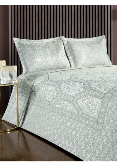 Jakarlı Grena Yatak Örtüsü Seti Yeşil