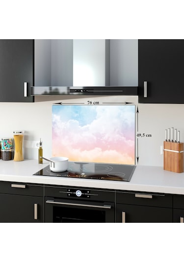 Decorıta Cam Ocak Arkası Koruyucu | Renkli Bulutlar
