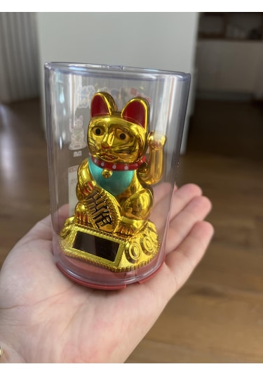 Feng Shui El Sallayan Bereket Ve Şans Kedisi - Güneş Enerjili- Maneki Neko - 9 Cm