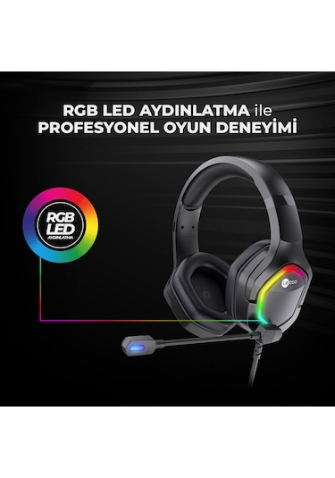 Lecoo HT403 USB Kablolu RGB Mikrofonlu Kulak Üstü Gaming Kulaklık