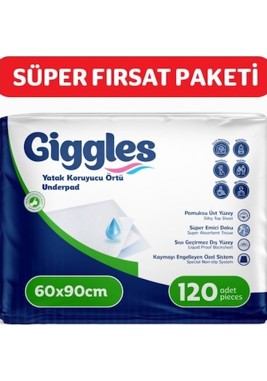Giggles 60x90 Yatak Koruyucu Örtü 30'lu 4 Paket 120 Adet