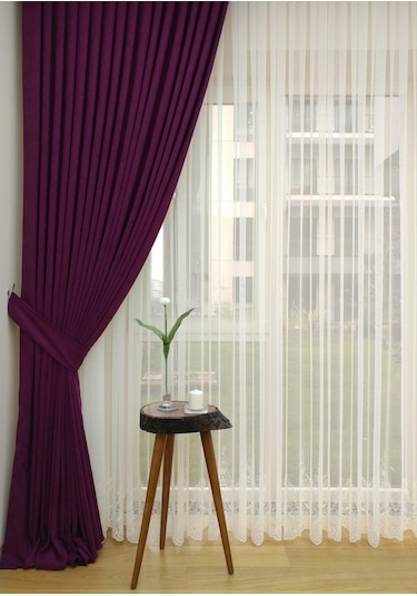 Evdepo Home Vişne Fon Perde Tek Kanat