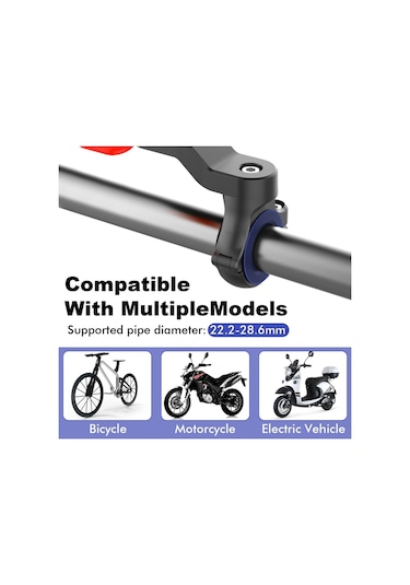 Hl-143A 4.7-6.7 Inç Cep Telefonları Için Çıkarılabilir Motosiklet - Bisiklet Cep Telefonu Tutacağı - Siyah/Kırmızı Kırmızı - Siyah
