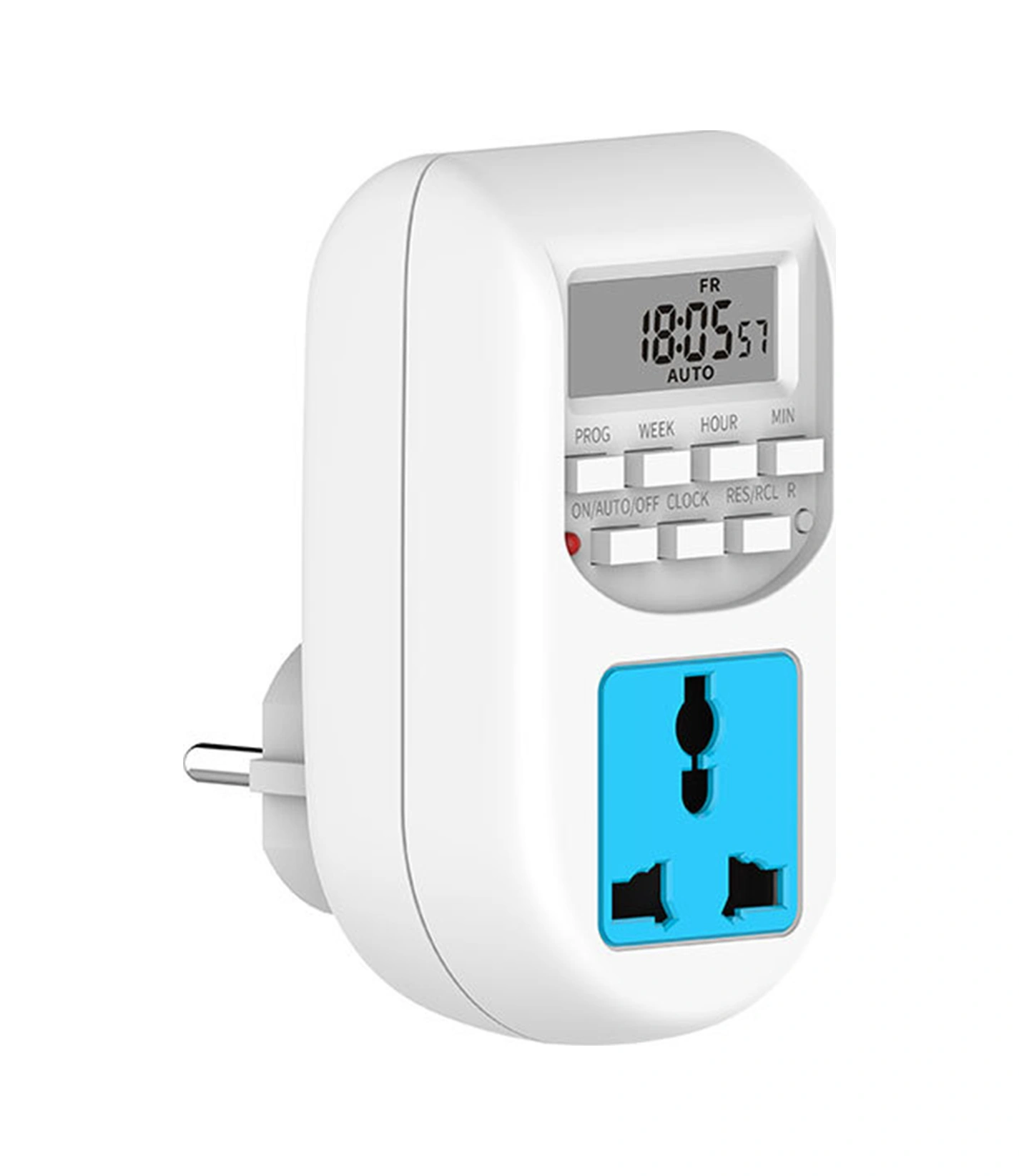 Lemestar Avrupa Standartlı 24 Saatli Sayısal Gösterimli Zamanlayıcıli Soket, 2 Lü Çıkışlı, Enerji Tasarruflu Kontrol Cihazı Al-06 Classıc