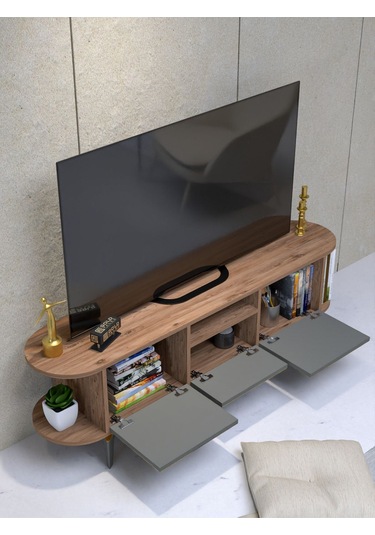 Tv Sehpası Mira 5030 Atlantik Gold 160 Cm 35 Cm 50 Cm Kahverengi