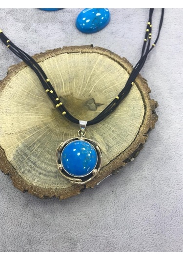 Turkuaz Firuze Taşlı Gümüş Kolye 925 Ayar (512655671)