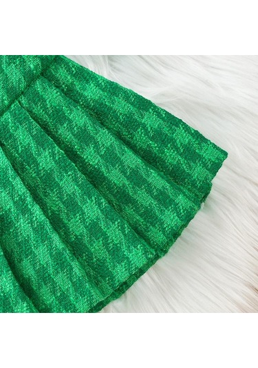 Açık Pembe Kızlar Sonbahar 3 Parça Kıyafetler 4y 5y 6y 7y Uzun Kollu Düğme Ceket Pilili Ekose Etek Şapka Seti Açık Pembe