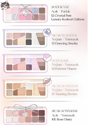 Hafif Dokulu Yoğun Renklere Sahip Göz Farı Paleti Clıo Pro Eye Palette Air 08 Latte Senior 08