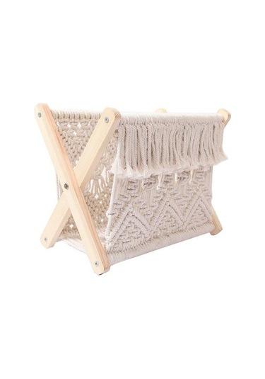 Nordic Pamuk Dokuma Depolama Sepeti Boho Makrome Magazin Raf Masaüstü Kitap Raf Dekoratif Raflar