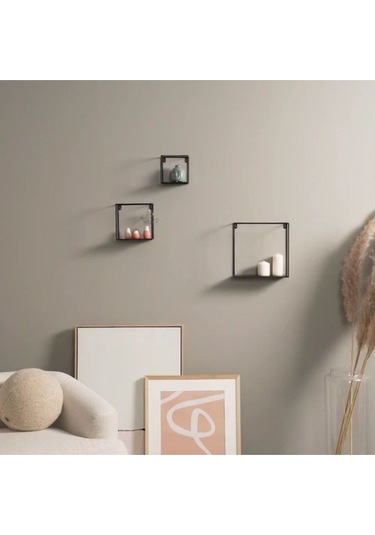 Nil Metal Saclı Duvar Rafı 3'lü Set Siyah