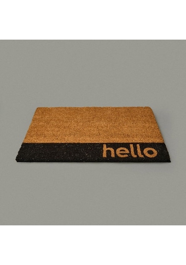 Giz Home Bordürlü Hello Kapı Önü Paspası - Bej - 35x60 Cm Bej