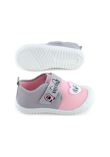 Gezer Yazlık Kız Çocuk Rahat Taban Cırt Cırtlı Ayarlanabilir Keten Günlük Ayakkabı Pembe-gri Pembe - Gri