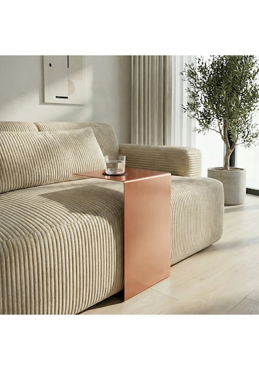 Metal Koltuk Üstü C Sehpa Modern Minimal Yan Sehpa Turuncu