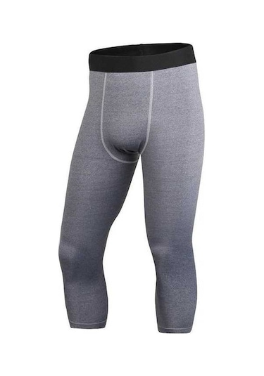 Tongxida Erkek Koşu Tayt - Gri, 3/4 Kısa, Sıkıştırma, Fitness, Koşu, Bisiklet, Spor Tayt Gri