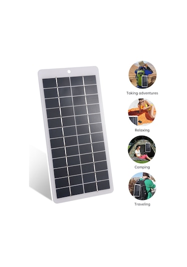 Mufunye 12v 5w Çok Kristal Güneş Paneli - Dc5521 Portlu Güneş Enerji Şarj Cihazı