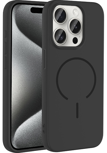 Apple Uyumlu iPhone 15 Pro Kılıf M-safe Şarj Özellikli Sys Meta Kapak - Siyah Siyah