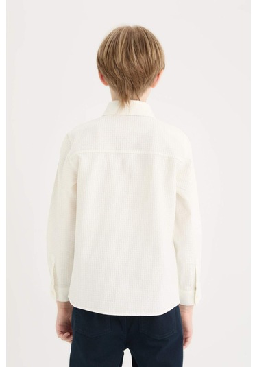 DeFacto Erkek Çocuk Polo Yaka Dokulu Uzun Kollu Gömlek D7772A825SMER110