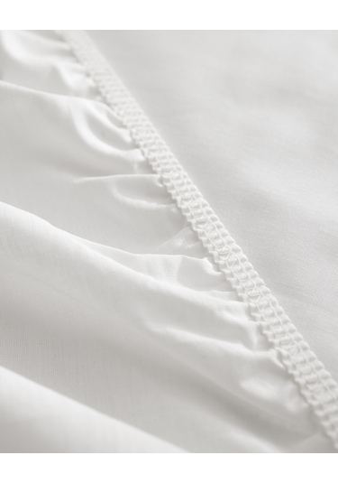 Manon Çift Kişilik %100 Pamuk Ranforce Lastikli Çarşaf - Beyaz Beyaz