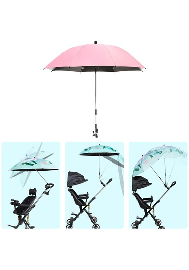 Suntek Bebek Arabası Şemsiyesi Kelepçeli Seyahat Yaz Açık Pembe Pembe