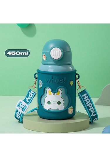 Alibee 316 Paslanmaz Çelik Çizgi Kahramanlı Çocuk Termos 450 ML Yeşil