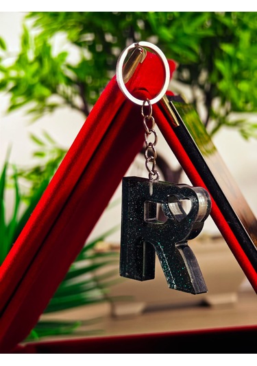 Harfli Anahtarlık Epoksi Kişiye Özel Yapım El Yapımı Harf Anahtarlık Kalp Model Özel Tasarım Hediyelik Ürün Kalp Desenli Simli Anahtarlık Açık Yeşil