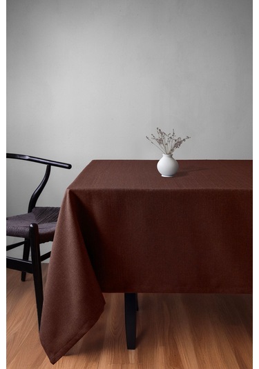 Keten Dokulu Açık Kahve Masa Örtüsü Zengin Renk Seçenekli Açık Kahverengi