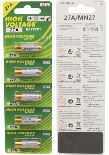 Ayt Powermaster 27a 12 Volt İnce Alarm Kumandası Pili 5'li Paket