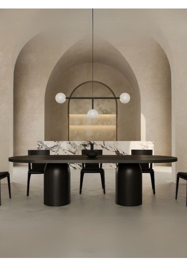 Majestica İtalyan Still Ahşap Yemek Masası 90x200 Siyah