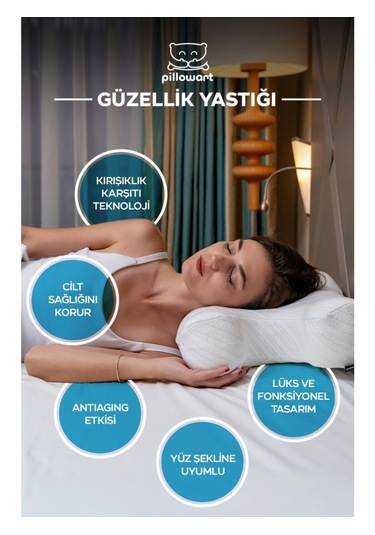 Visco Güzellik Yastığı Ortopedik & Kırışıklık Önleyici Beyaz