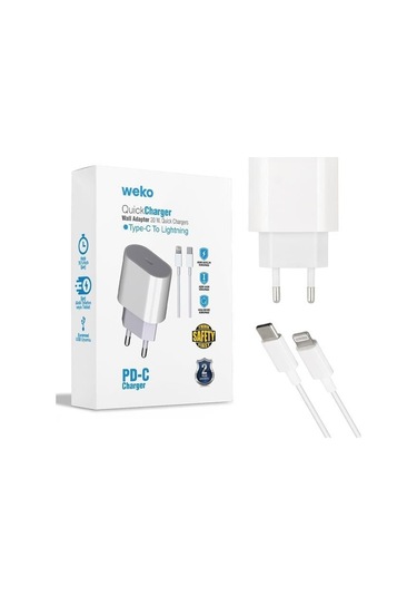 Weko Wk-21443 Pd-c 20 Watt Telefon Şarj Adaptörü + Type-c To Lightning Kablo