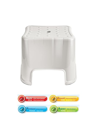 Flora Herkül Banyo Taburesi, Kaydırmaz Kauçuk Tabanlı 200 Kg Taşıma Kapasiteli Lüks Tabure Beyaz