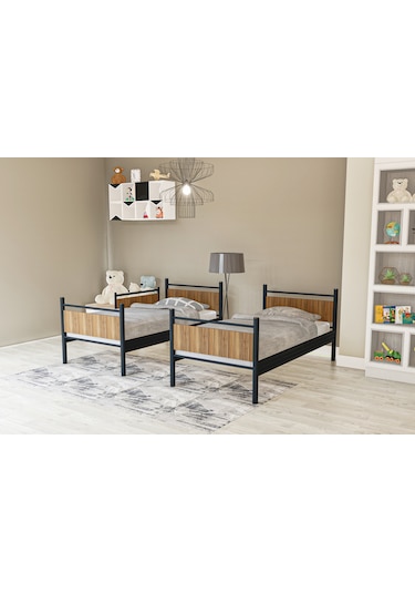 Metalia Gm 128 Star Ahşap Metal Ranza Siyah-Ceviz
